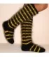 Hand Knitted Striped Mohair Socks Luxurious Yellow and Black Legwarmers Handgestrickte pullover by Extravagantza