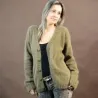 100% Pure Angora Hand Knit Cardigan V-Neck Olive Green Handgestrickte pullover