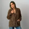 Hand Knit 100% Pure Angora Cardigan V-Neck brown Handgestrickte pullover