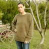 Hand Knit 100% pure angora Sweater olive green Fuzzy Crew Neck Handgestrickte pullover by Extravagantza