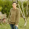 Hand Knit 100% pure angora Sweater olive green Fuzzy Crew Neck Handgestrickte pullover by Extravagantza