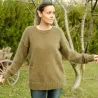 Hand Knit 100% pure angora Sweater olive green Fuzzy Crew Neck Handgestrickte pullover by Extravagantza
