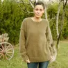 Hand Knit 100% pure angora Sweater olive green Fuzzy Crew Neck Handgestrickte pullover by Extravagantza