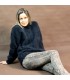 Hand Knit 100% pure angora Sweater black Fuzzy turtleneck Handgestrickte pullover by Extravagantza