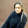 Hand Knit 100% pure angora Sweater black Fuzzy turtleneck Handgestrickte pullover by Extravagantza