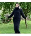 Hand Knitted Mohair Turtleneck Dress Black Mix color