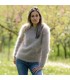 Hand Knit Mohair Sweater light beige Fuzzy Crew Neck Handgestrickte pullover by Extravagantza