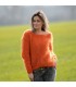 Hand Knit Mohair Sweater Orange Fuzzy Crew Neck Handgestrickte pullover by Extravagantza