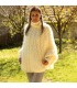 White Hand Knit Mohair Poncho, Cape Handgestrickt pullover