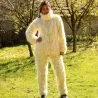 Cable Hand Knit Mohair Sweater white Fuzzy Turtleneck Handgestrickt pullover by Extravagantza