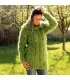 Hand Knit Mohair cardigan green turtleneck Handgestrickt pullover by Extravagantza