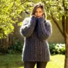 Cable Hand Knit Mohair Sweater ver dark gray Fuzzy Turtleneck Handgestrickt pullover by Extravagantza