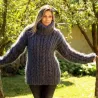 Cable Hand Knit Mohair Sweater ver dark gray Fuzzy Turtleneck Handgestrickt pullover by Extravagantza