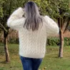 Cable Hand Knit Mohair Sweater white Fuzzy Turtleneck Handgestrickt pullover by Extravagantza