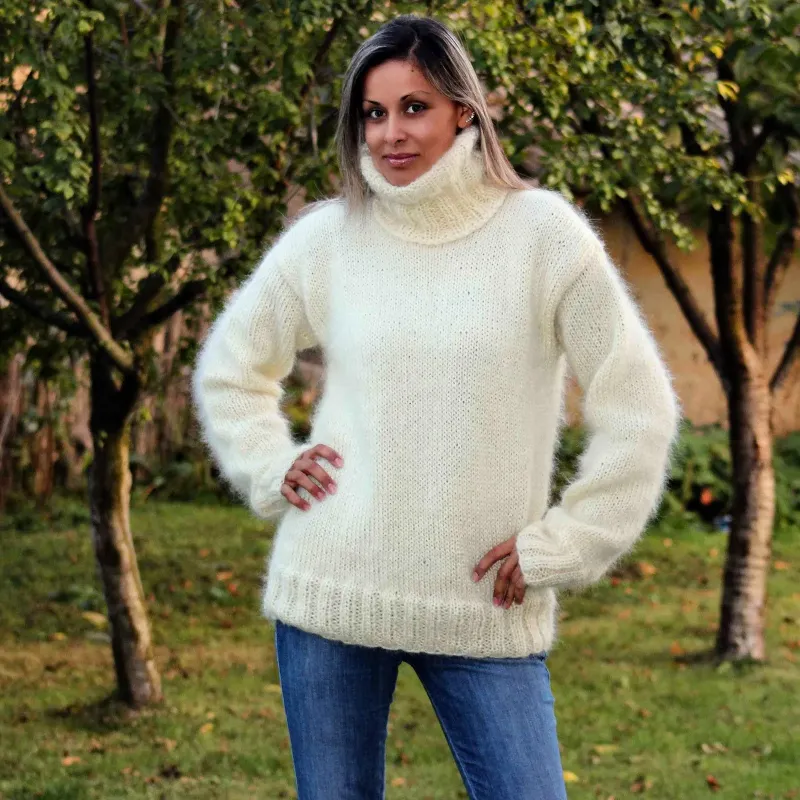 Fuzzy white outlet turtleneck