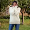 Hand Knit Mohair Sweater White Fuzzy Turtleneck Handgestrickte pullover
