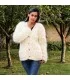 Hand Knit Mohair cardigan White Cream v-neck Handgestrickte pullover by Extravagantza