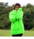 Hand Knit Mohair Sweater Neon Green Fuzzy Turtleneck Handgestrickte pullover