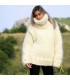 Hand Knit Mohair Sweater Off-White Fuzzy Turtleneck 10 strands Handgestrickte pullover by Extravagantza