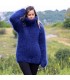 Hand Knit Mohair Sweater Dark Blue Fuzzy Turtleneck 10 strands Handgestrickte pullover by Extravagantza