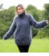 100% Hand Knit Mohair Sweater Dark Gray Fuzzy Turtleneck Handgestrickte pullover