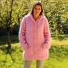 Pink hand Knit Mohair cardigan pink Handgestrickte pullover by Extravagantza