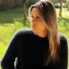 Hand Knit 100% pure angora Sweater black Fuzzy Crew Neck Handgestrickte pullover by Extravagantza