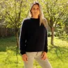 Hand Knit 100% pure angora Sweater black Fuzzy Crew Neck Handgestrickte pullover by Extravagantza