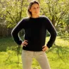 Hand Knit 100% pure angora Sweater black Fuzzy Crew Neck Handgestrickte pullover by Extravagantza
