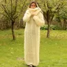 Cable hand Knitted Mohair dress white Fuzzy Removable Turtleneck Handgestrickte pullover by Extravagantza