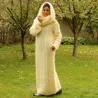 Cable hand Knitted Mohair dress white Fuzzy Removable Turtleneck Handgestrickte pullover by Extravagantza