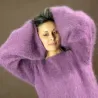 Hand Knitted Mohair Dress lilac Fetish Sweater Boat neck Handgestrickte pullover by EXTRAVAGANTZA.