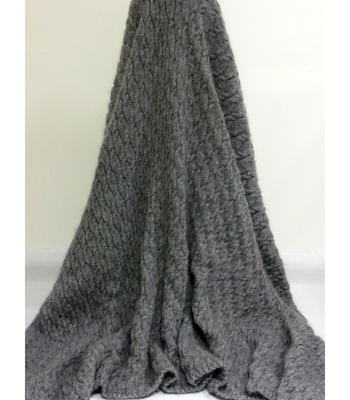 Hand Knit Mohair blanket gray color Handgestrickte pullover by Extravagantza