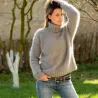 Hand Knit 100% pure angora Sweater light gray Fuzzy turtleneck Handgestrickte pullover by Extravagantza
