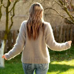 Hand Knit 100% pure angora Sweater light gray Fuzzy turtleneck Handgestrickte pullover by Extravagantza