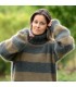 Hand Knit 100% pure angora Sweater green Fuzzy turtleneck Handgestrickte pullover by Extravagantza