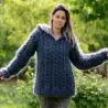 Hand Knit Mohair Sweater Dark Gray hooded Fuzzy Turtleneck Handgestrickt pullover by Extravagantza
