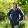 Hand Knit Mohair Sweater Dark Gray hooded Fuzzy Turtleneck Handgestrickt pullover by Extravagantza