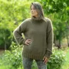 Hand Knit 100% pure angora Sweater olive green Fuzzy Turtleneck Handgestrickte pullover by Extravagantza