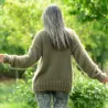 Hand Knit 100% pure angora Sweater olive green Fuzzy Turtleneck Handgestrickte pullover by Extravagantza