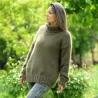 Hand Knit 100% pure angora Sweater olive green Fuzzy Turtleneck Handgestrickte pullover by Extravagantza