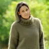 Hand Knit 100% pure angora Sweater olive green Fuzzy Turtleneck Handgestrickte pullover by Extravagantza