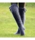 Hand knit mohair socks fuzzy stockings Dark grey - blue leg warmers by Extravagantza
