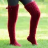 Hand knit mohair socks fuzzy stockings Dark red leg warmers by Extravagantza
