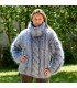 Hand Knitted Mohair Sweater light gray Fuzzy Turtleneck 10 strands Handgestrickt pullover by Extravagantza