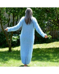 Hand Knitted Mohair Dress Blue Fetish Sweater Turtleneck Handgestrickte pullover by EXTRAVAGANTZA.