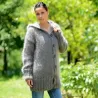Grey hand Knit Mohair cardigan pink Handgestrickte pullover by Extravagantza