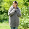 Grey hand Knit Mohair cardigan pink Handgestrickte pullover by Extravagantza