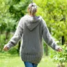 Grey hand Knit Mohair cardigan pink Handgestrickte pullover by Extravagantza