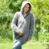 Grey hand Knit Mohair cardigan pink Handgestrickte pullover by Extravagantza